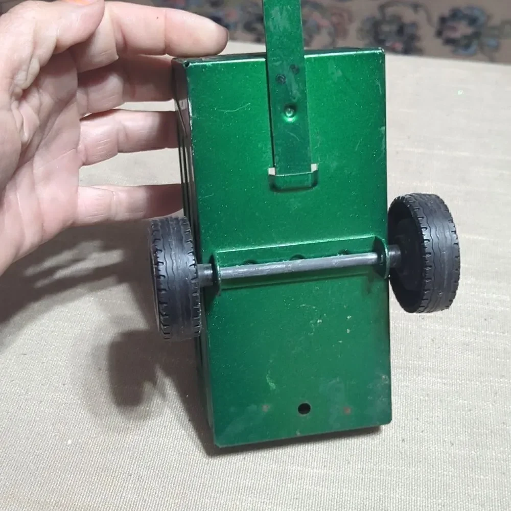 2- Vintage Metal Nylint Toy Wagon Trailer Metallic Green 6” x 3” w/ 2.75” Tongue